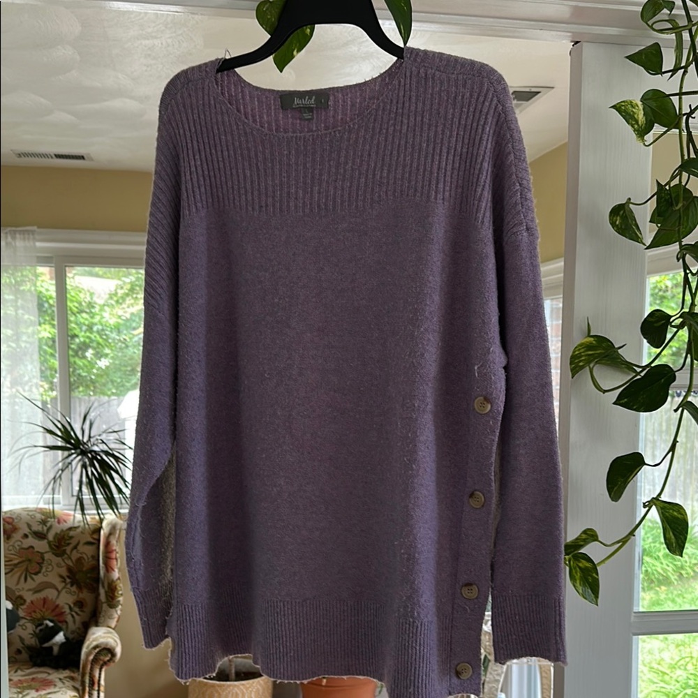 Abella Purple Crew Neck Sweater Chunky Knit